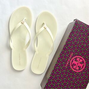 NEW TORY BURCH Studded Jelly Thong TPU Sandals - Ivory - Size 10